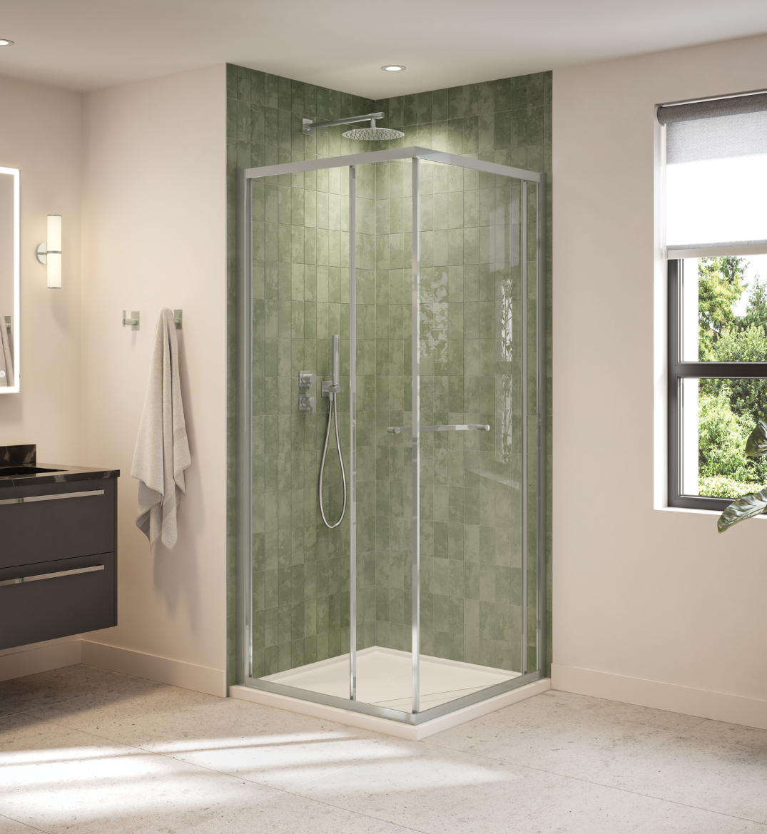 custom green tiled shower
